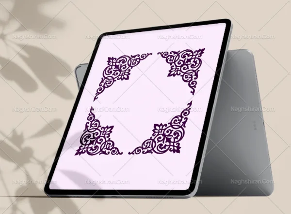 نقوش تذهیب طرح لچک بنفش