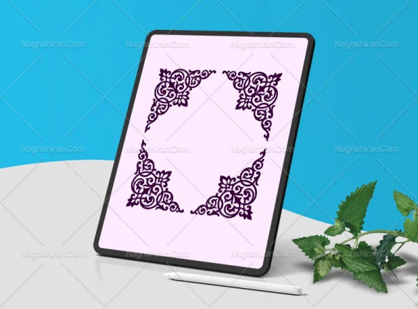 نقوش تذهیب طرح لچک بنفش