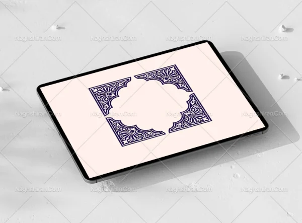 نقوش آبی لچک حاشیه سنتی