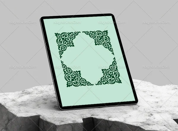 نقوش تذهیب سبز طرح لچک