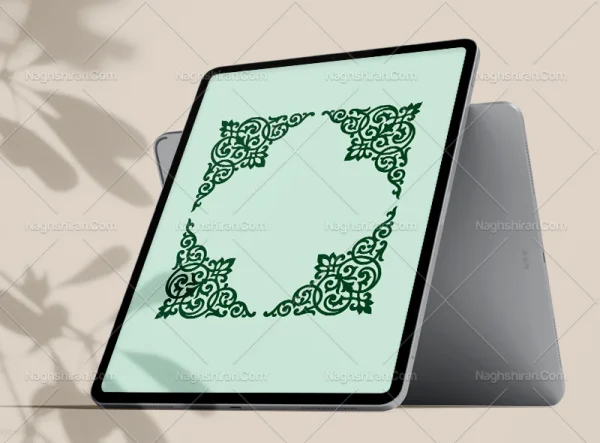 نقوش تذهیب سبز طرح لچک