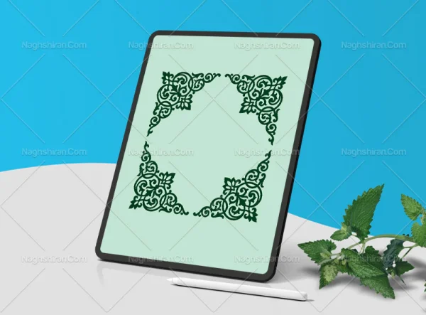 نقوش تذهیب سبز طرح لچک