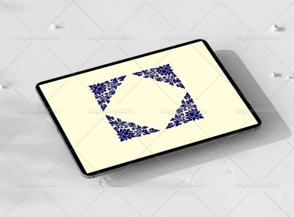 نقوش سنتی آبی رنگ طرح لچک