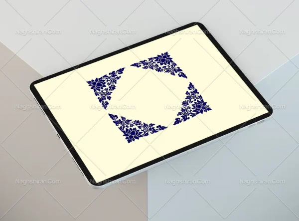 نقوش سنتی آبی رنگ طرح لچک