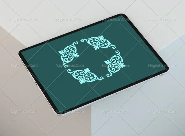 نقوش آبی رنگ طرح لچک