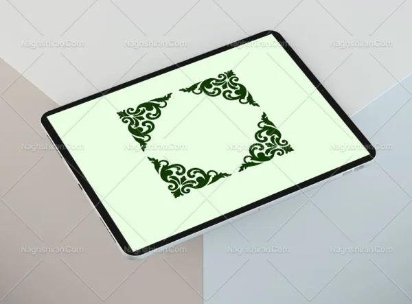 نقوش سبز رنگ طرح لچک