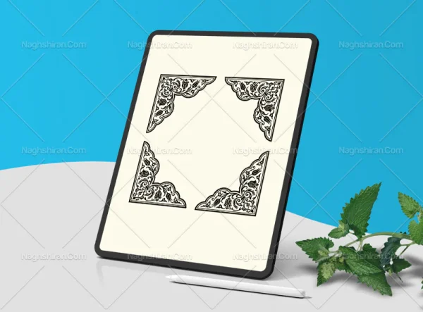 وکتور نقوش گل سنتی طرح لچک
