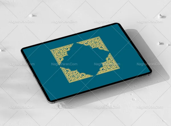 وکتور نقوش تذهیب سبز طرح لچک