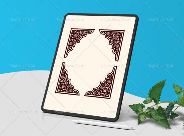 وکتور نقوش تذهیب طرح لچک