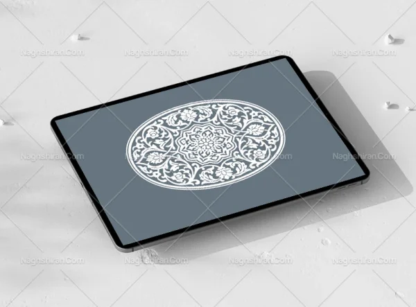 نقوش تذهیب سفید نشان بیضی
