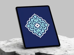 نقوش سنتی آبی سفید طرح نشان