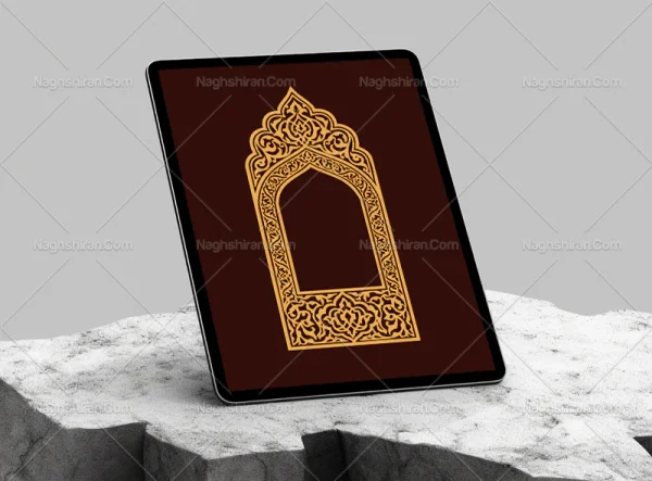 نقوش اسلیمی طرح حاشیه محراب رنگی
