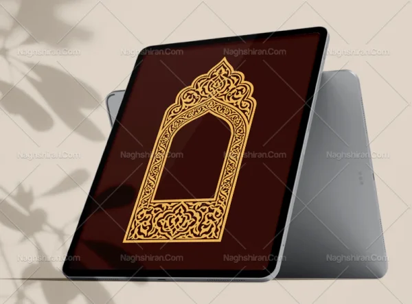 نقوش اسلیمی طرح حاشیه محراب رنگی