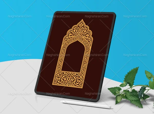 نقوش اسلیمی طرح حاشیه محراب رنگی