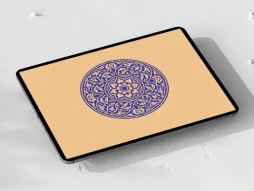 نقوش گل و برگ های اسلیمی آبی طرح نشان