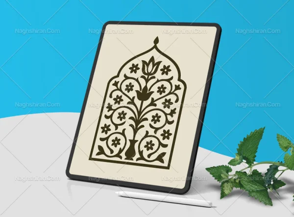 محراب طرح گل و گلدان سنتی ساده