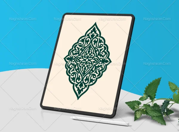نقوش سنتی طرح ترنج سبز