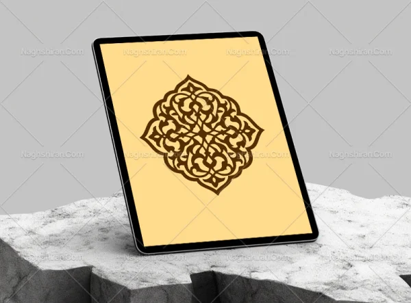 نشان طرح نقوش اسلیمی تذهیب قهوه ای