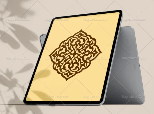 نشان طرح نقوش اسلیمی تذهیب قهوه ای