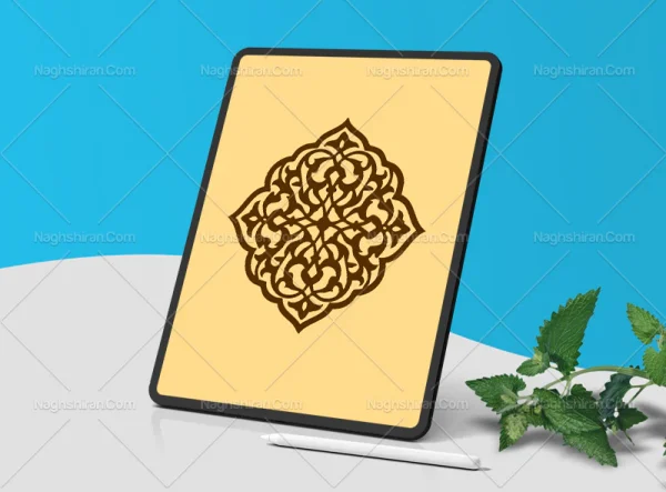 نشان طرح نقوش اسلیمی تذهیب قهوه ای