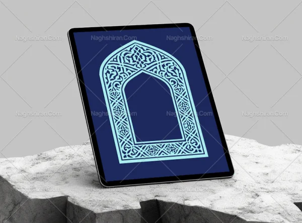 طرح محراب نقوش فیروزه ای اسلیمی سنتی