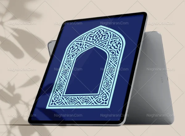 طرح محراب نقوش فیروزه ای اسلیمی سنتی
