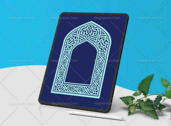 طرح محراب نقوش فیروزه ای اسلیمی سنتی