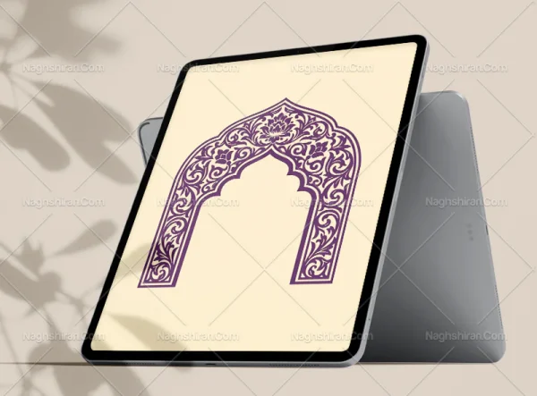 نقوش گل های سنتی رنگی طرح حاشیه محراب