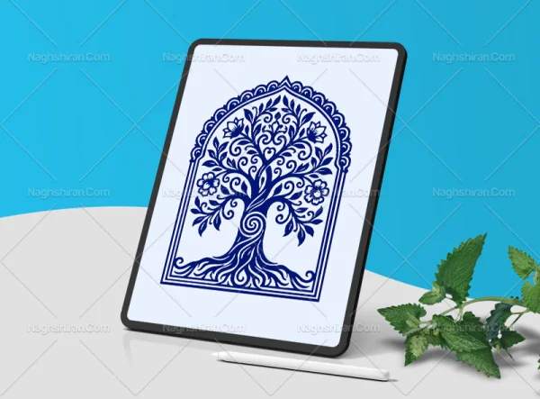 المان و نقوش درخت سنتی طرح محراب
