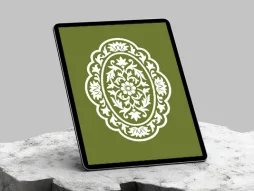 نشان طرح بیضی نقوش سنتی سفید
